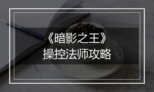 《暗影之王》操控法师攻略