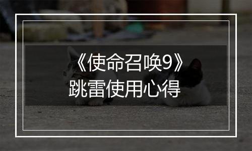 《使命召唤9》跳雷使用心得