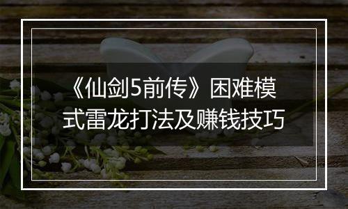 《仙剑5前传》困难模式雷龙打法及赚钱技巧