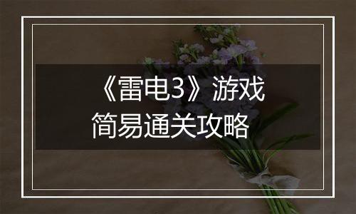 《雷电3》游戏简易通关攻略