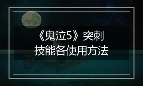 《鬼泣5》突刺技能各使用方法