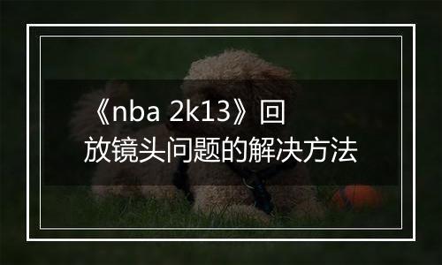 《nba 2k13》回放镜头问题的解决方法