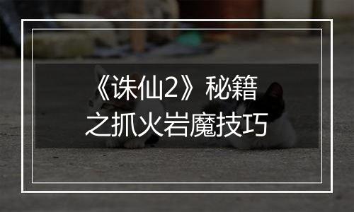 《诛仙2》秘籍之抓火岩魔技巧