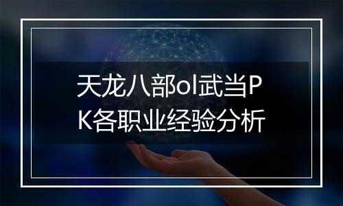 天龙八部ol武当PK各职业经验分析