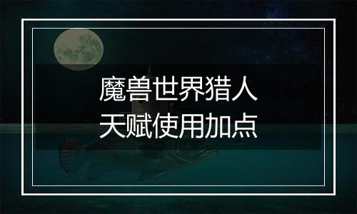 魔兽世界猎人天赋使用加点