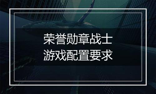 荣誉勋章战士游戏配置要求
