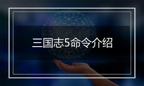 三国志5命令介绍