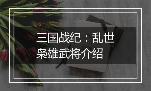 三国战纪：乱世枭雄武将介绍