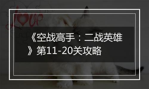 《空战高手：二战英雄》第11-20关攻略