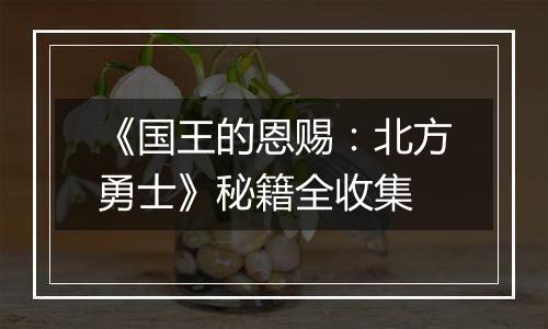《国王的恩赐：北方勇士》秘籍全收集