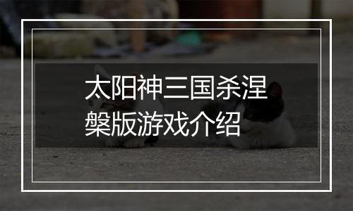 太阳神三国杀涅槃版游戏介绍