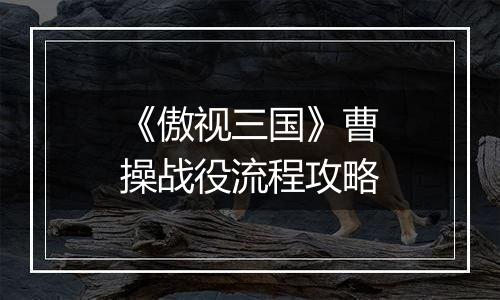 《傲视三国》曹操战役流程攻略