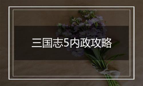 三国志5内政攻略