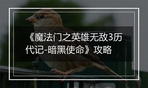 《魔法门之英雄无敌3历代记-暗黑使命》攻略