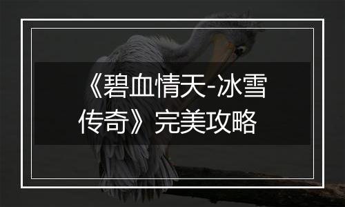 《碧血情天-冰雪传奇》完美攻略