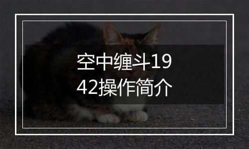 空中缠斗1942操作简介