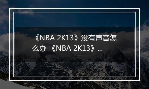 《NBA 2K13》没有声音怎么办 《NBA 2K13》没有声音的解决方法