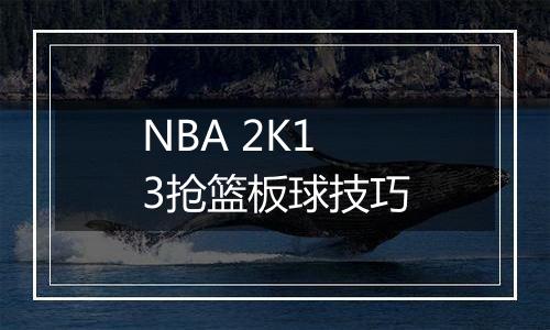 NBA 2K13抢篮板球技巧