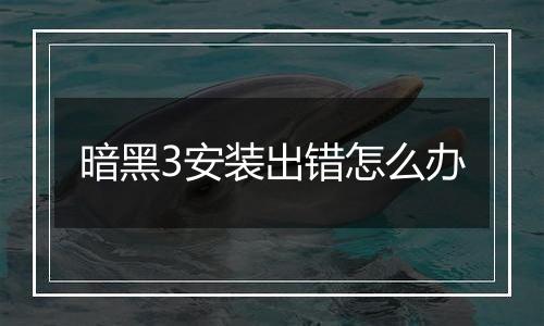 暗黑3安装出错怎么办