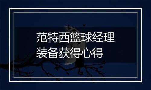 范特西篮球经理装备获得心得