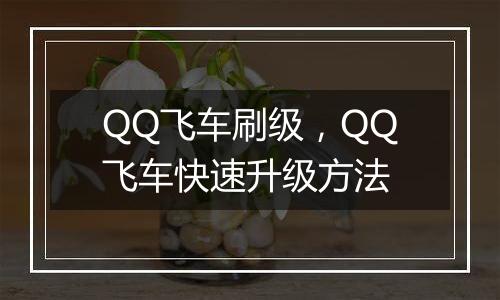 QQ飞车刷级，QQ飞车快速升级方法