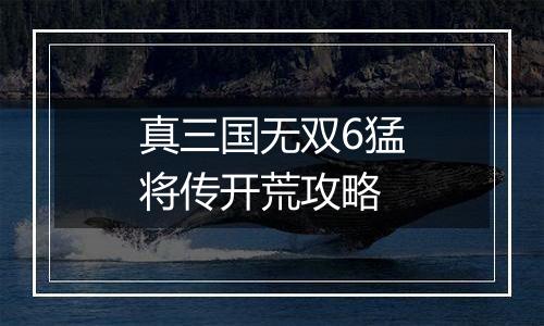 真三国无双6猛将传开荒攻略