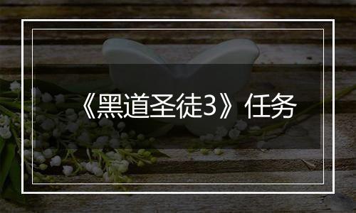 《黑道圣徒3》任务