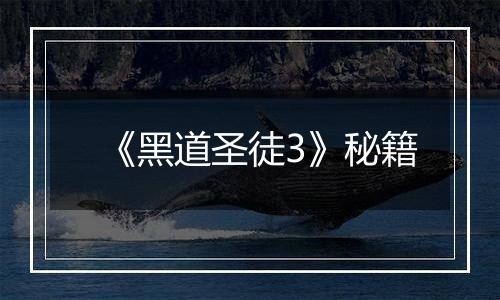 《黑道圣徒3》秘籍