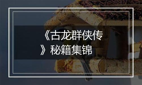 《古龙群侠传》秘籍集锦