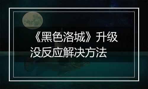 《黑色洛城》升级没反应解决方法