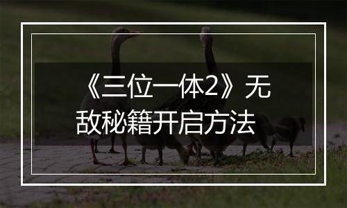 《三位一体2》无敌秘籍开启方法