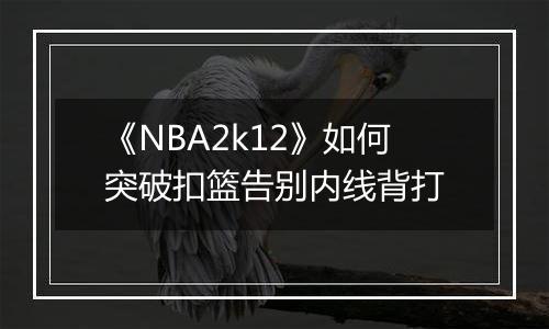 《NBA2k12》如何突破扣篮告别内线背打