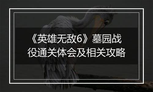 《英雄无敌6》墓园战役通关体会及相关攻略