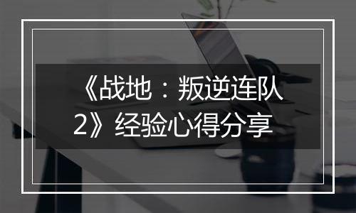 《战地：叛逆连队2》经验心得分享