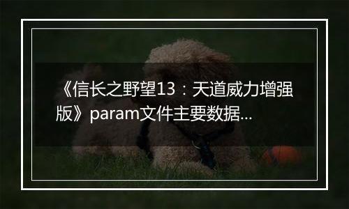 《信长之野望13：天道威力增强版》param文件主要数据作用