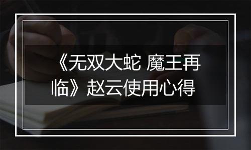 《无双大蛇 魔王再临》赵云使用心得