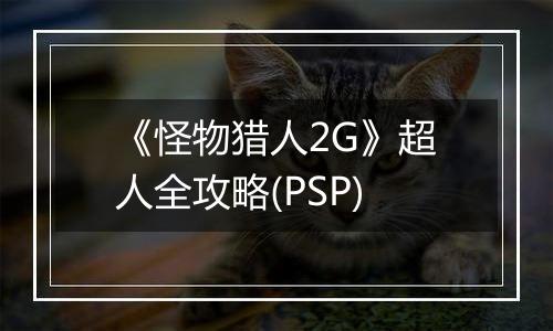《怪物猎人2G》超人全攻略(PSP)
