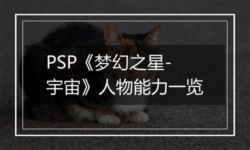 PSP《梦幻之星-宇宙》人物能力一览
