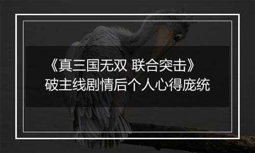 《真三国无双 联合突击》破主线剧情后个人心得庞统
