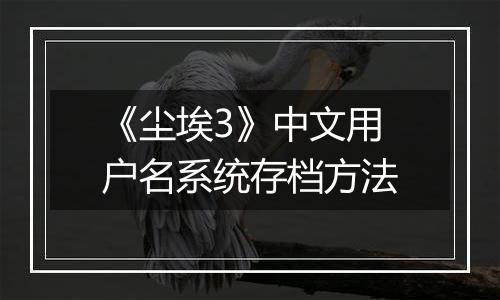 《尘埃3》中文用户名系统存档方法