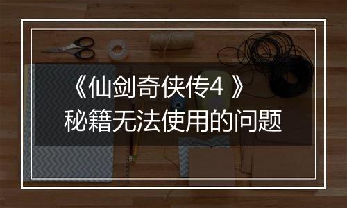 《仙剑奇侠传4 》秘籍无法使用的问题