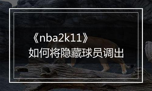 《nba2k11》如何将隐藏球员调出