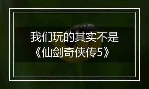 我们玩的其实不是《仙剑奇侠传5》