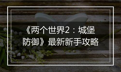 《两个世界2：城堡防御》最新新手攻略