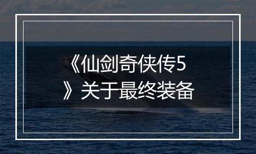 《仙剑奇侠传5》关于最终装备