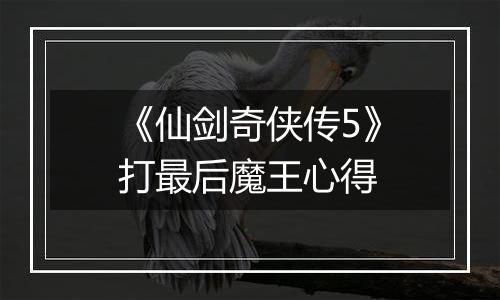 《仙剑奇侠传5》打最后魔王心得