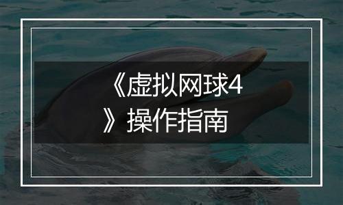 《虚拟网球4》操作指南