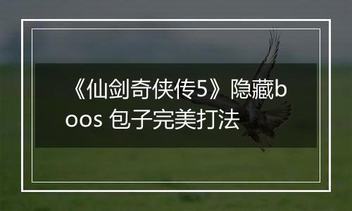 《仙剑奇侠传5》隐藏boos 包子完美打法