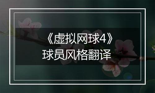 《虚拟网球4》球员风格翻译