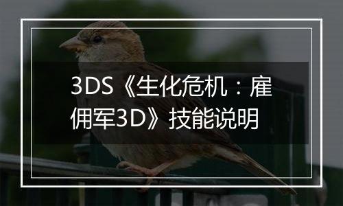 3DS《生化危机：雇佣军3D》技能说明
